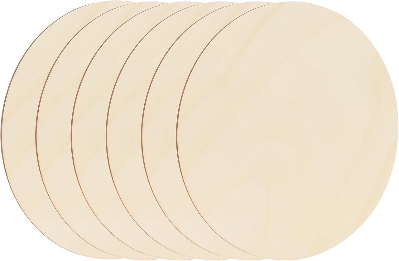 6 Pack Wood Circles for Crafts, 8 Inch Unfinished Wood Circles Discs